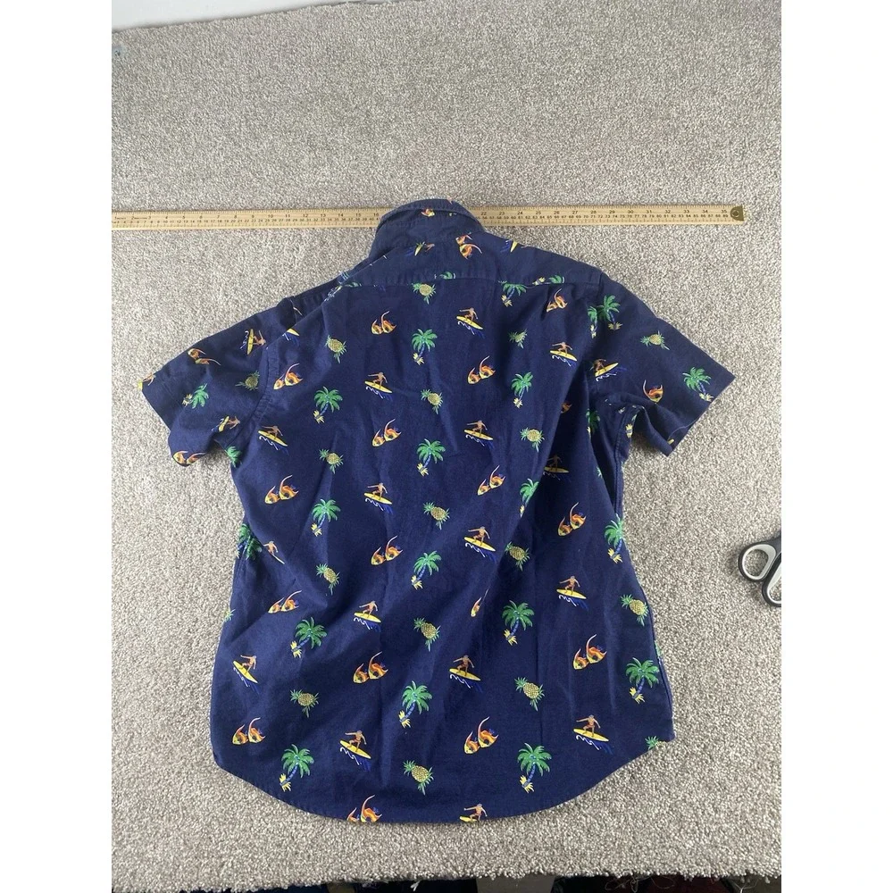 Polo Ralph Lauren Classic Untucked Fit Mens M Blue Surfer Pineapple Pony Print